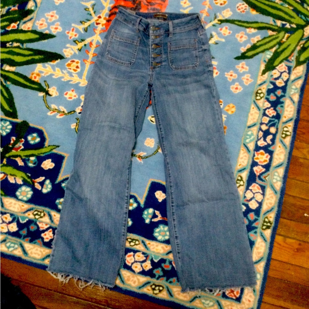 Kut from the Kloth Women's Wide Meg Leg Blue Jeans Fab Ab high rise 2